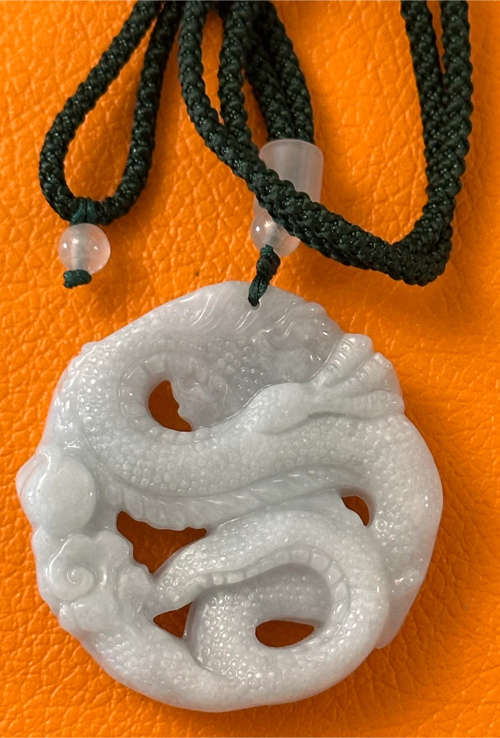 Jade Authentic Carved Dragon Pendant Necklace - photo 2