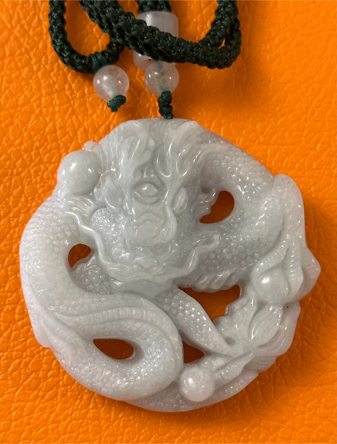 Jade Authentic Carved Dragon Pendant Necklace