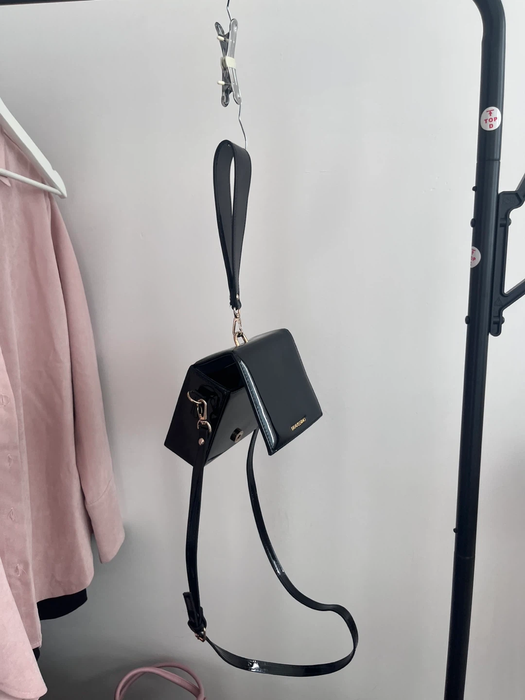 Korea design bag: Black Patent Leather Box Bag