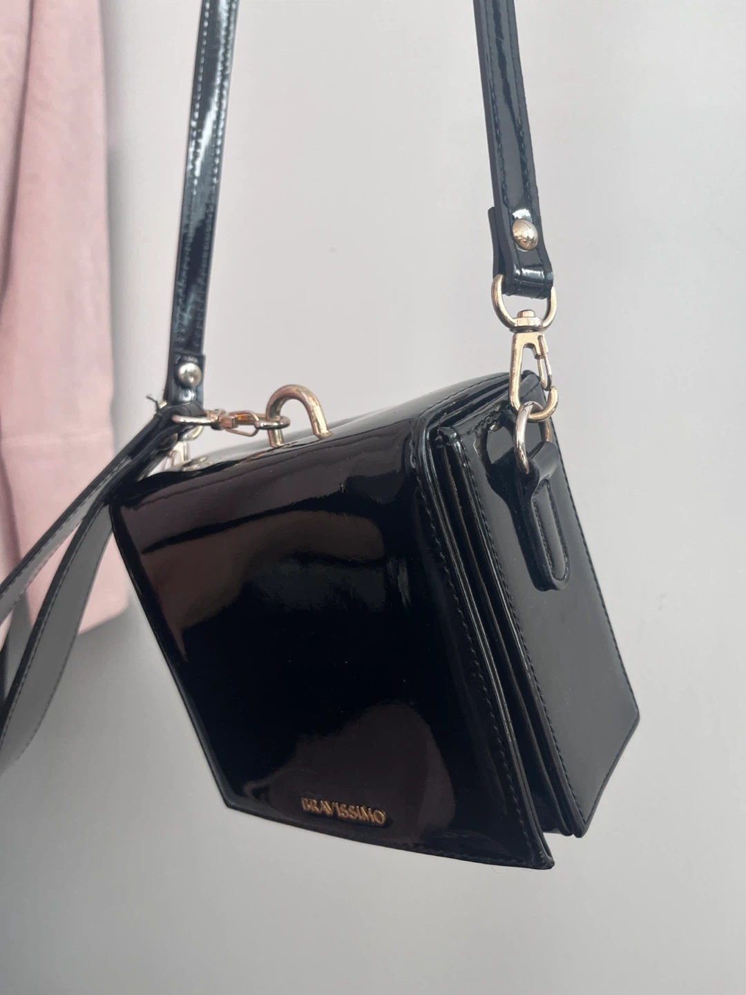 Korea design bag: Black Patent Leather Box Bag - photo 2