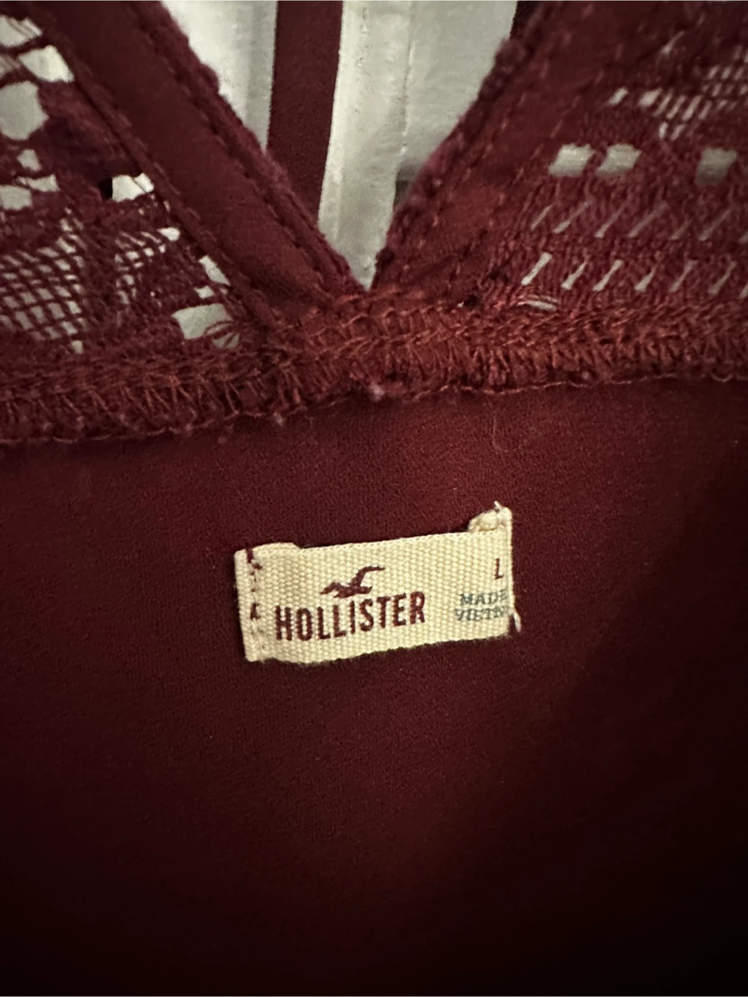 Hollister Burgundy Lace Long Sleeve Top Size L - photo 3