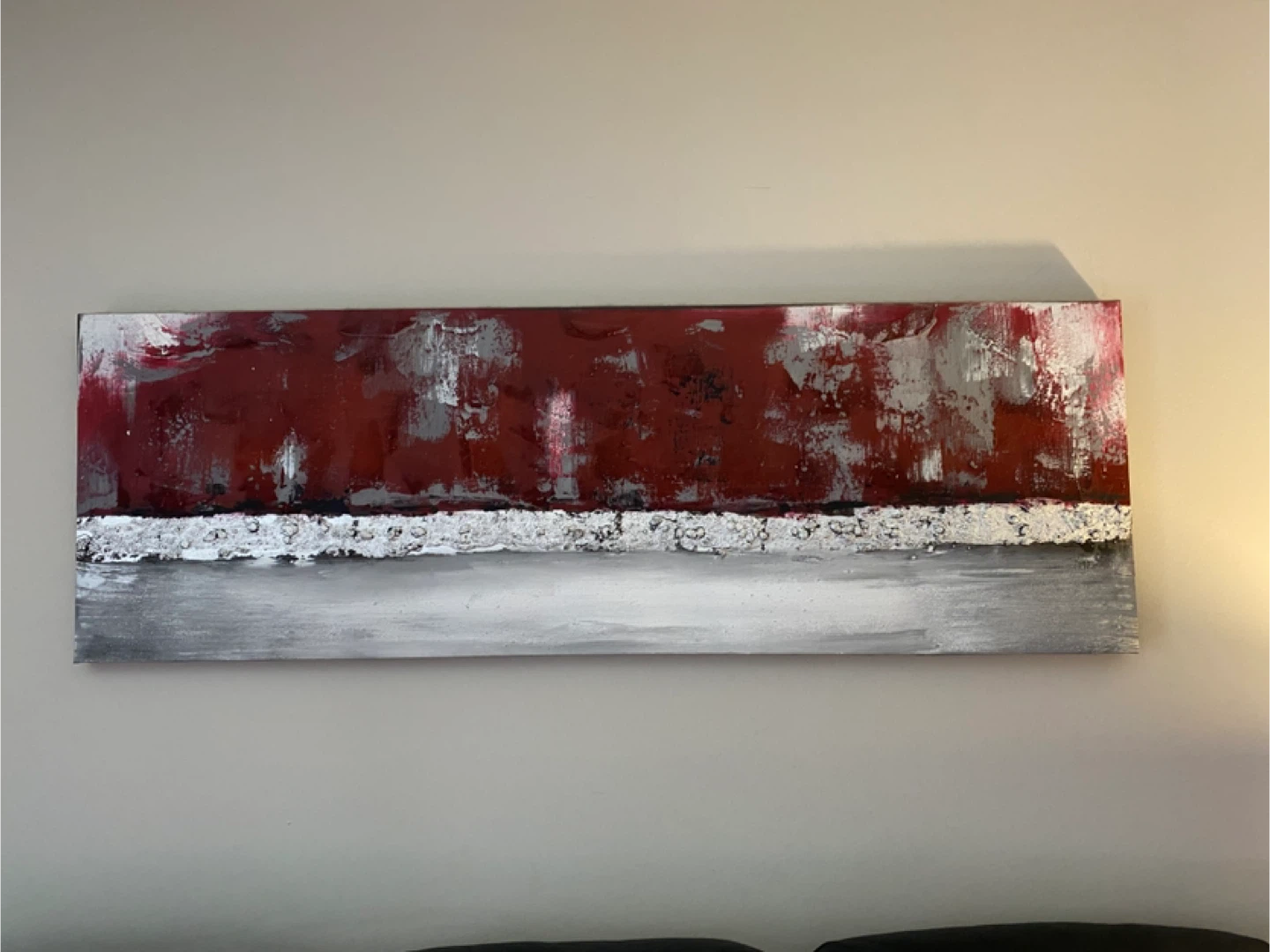 Abstract Red, Silver, and Grey Canvas Wall Art