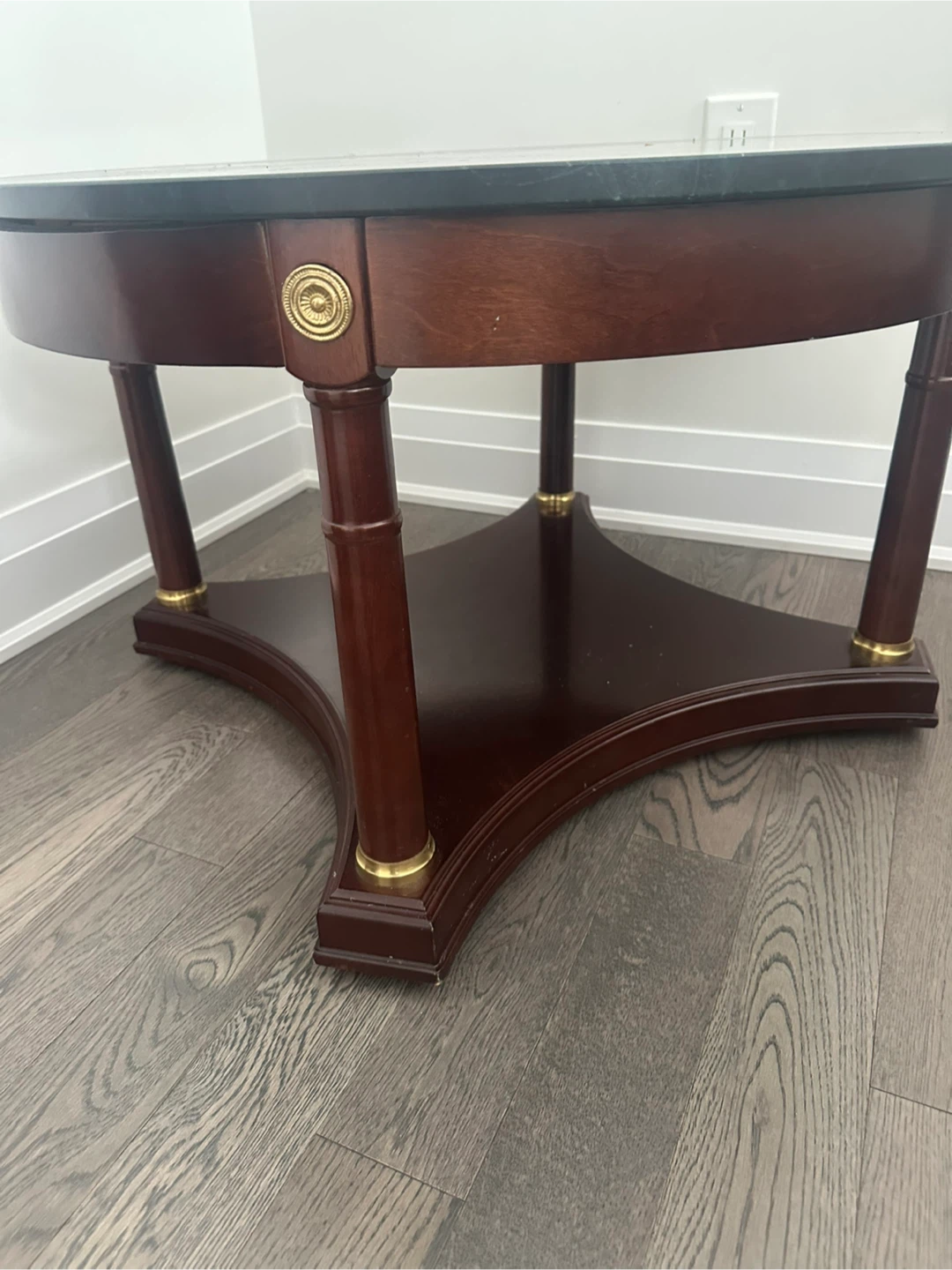 Round Dark Green Marble Top Coffee Table - photo 2