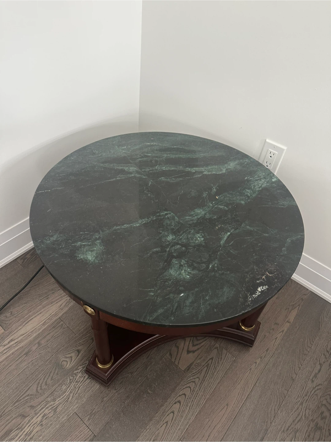 Round Dark Green Marble Top Coffee Table
