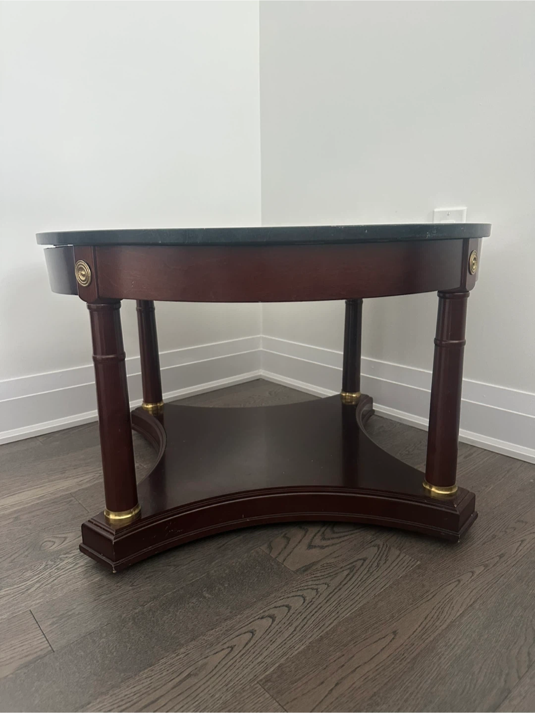 Round Dark Green Marble Top Coffee Table - photo 3