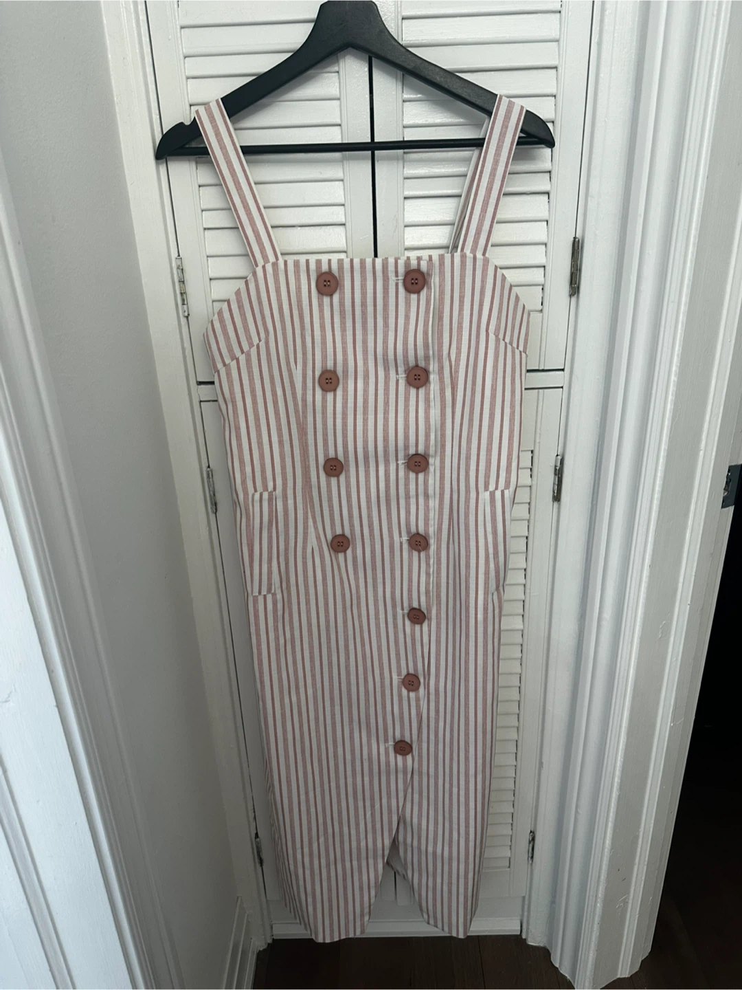 Striped Button-Front Midi Dress