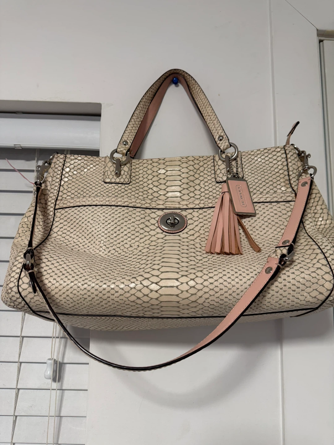 Coach Snakeskin Embossed Leather Handbag - photo 2