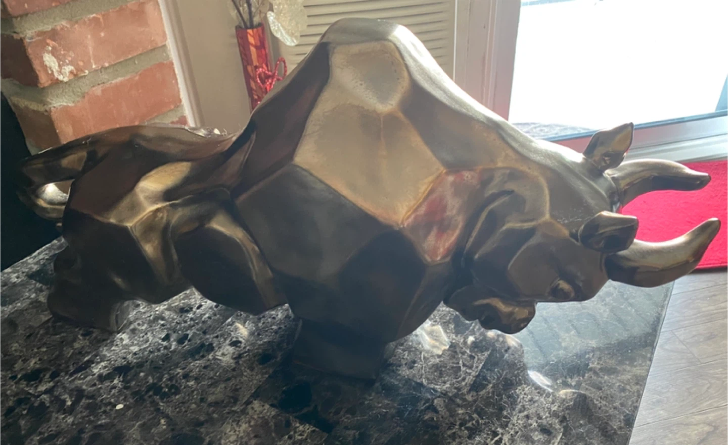 Geometric Bronze Bull Statue - photo 2