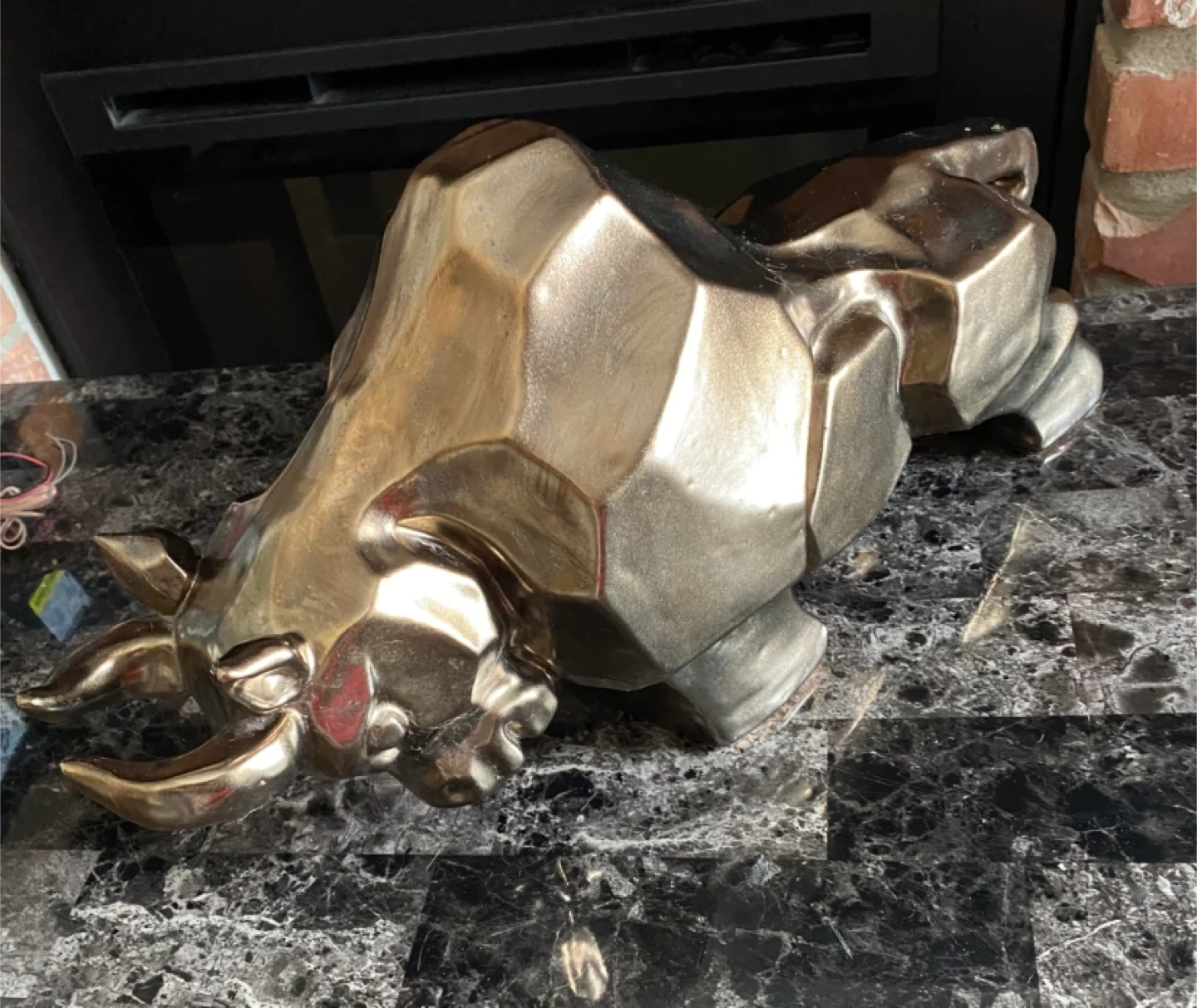 Geometric Bronze Bull Statue