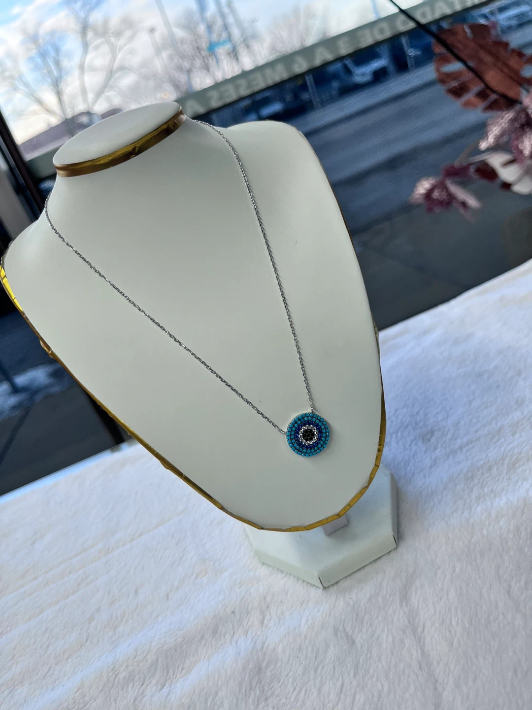 Silver 9.25 Evil Eye Pendant Necklace
