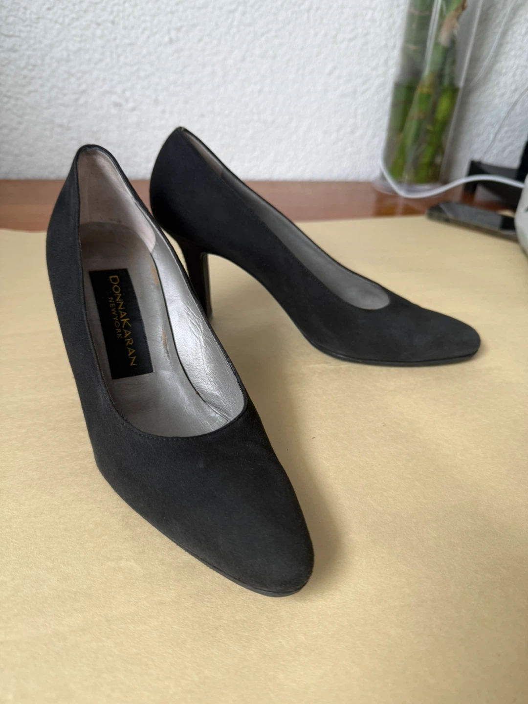 Donna Karan Black Suede Heels Size 5.5