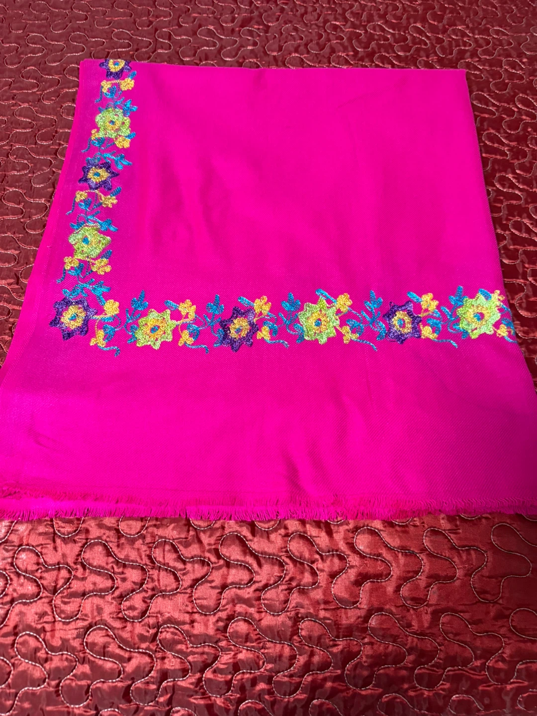 Embroidered Pink Shawl
