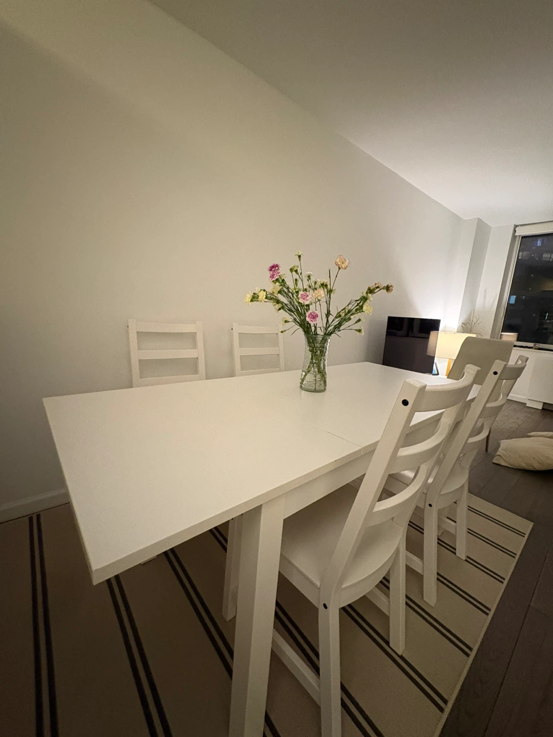 IKEA White Dining Table with 4 Chairs - photo 3
