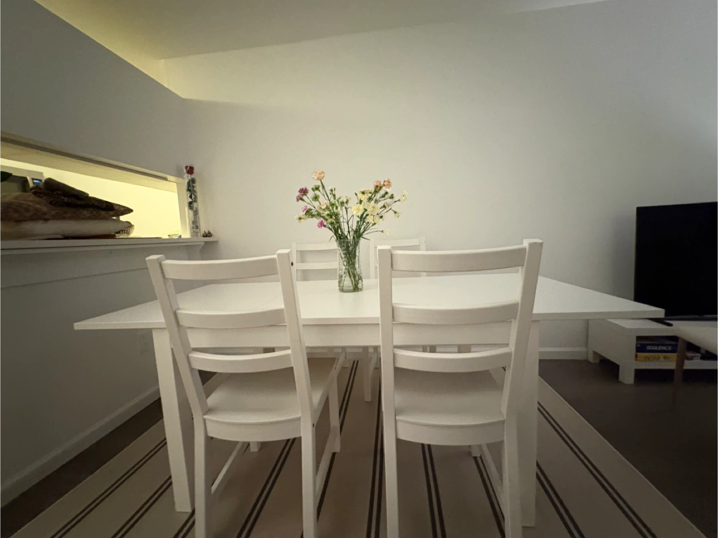 IKEA White Dining Table with 4 Chairs - photo 2