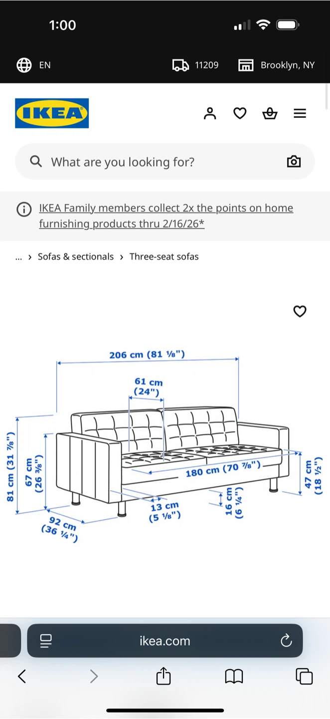 IKEA MORABO Sofa, blue velvet - photo 2