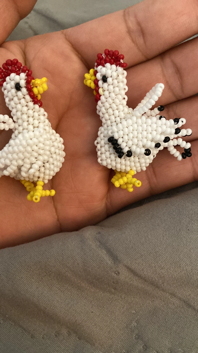 Handmade Beaded Chicken Figurines