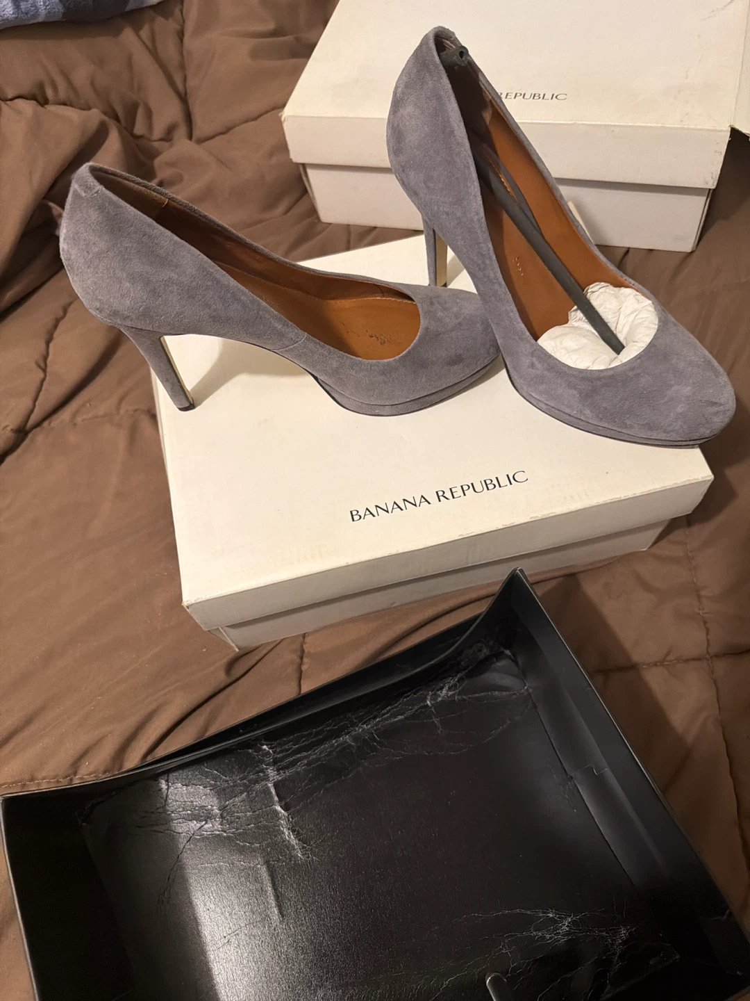 Banana Republic Grey Suede Platform Heels