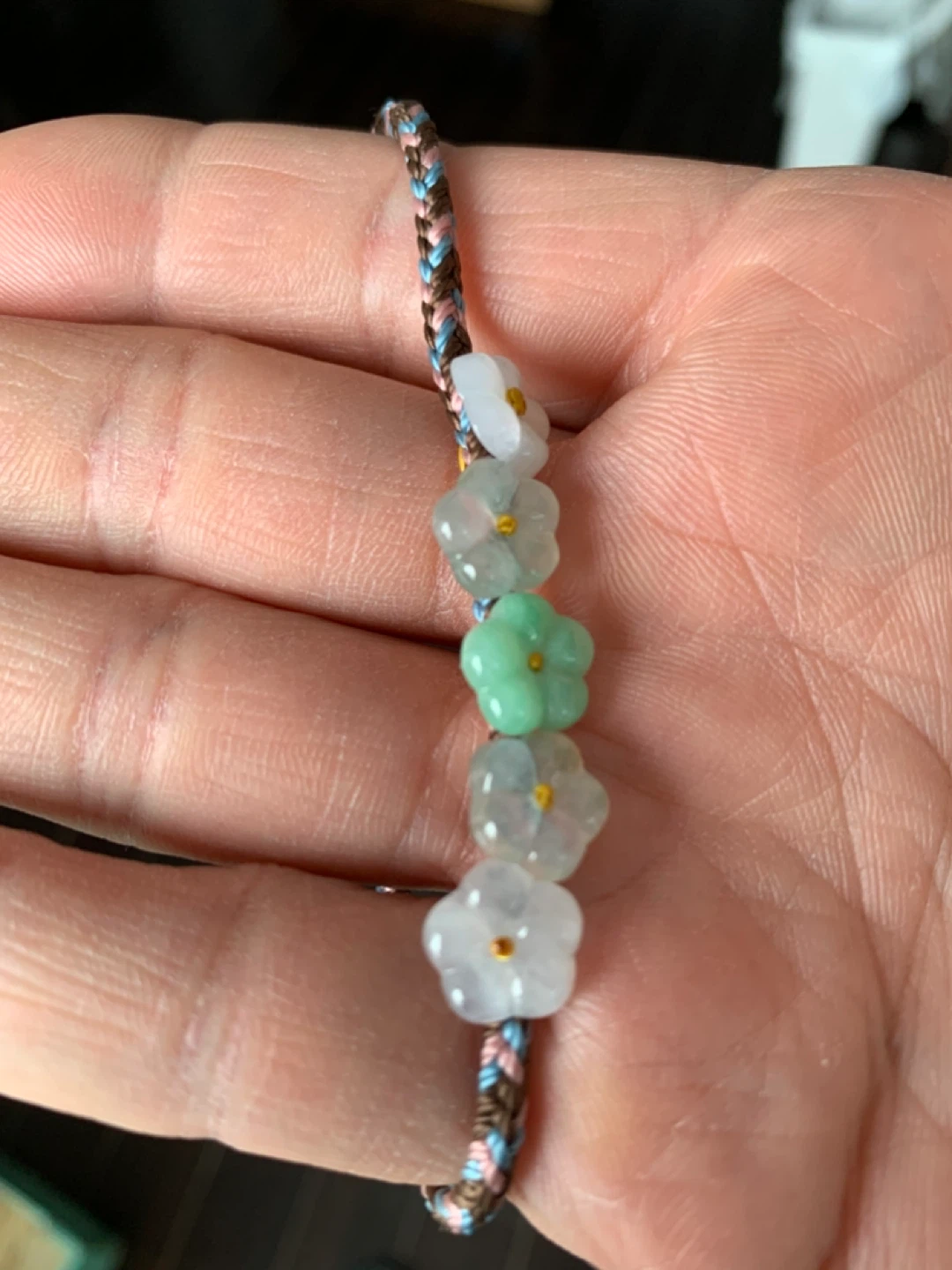 Certified Grade A Burmese Jadeite Flower Bracelet - photo 3