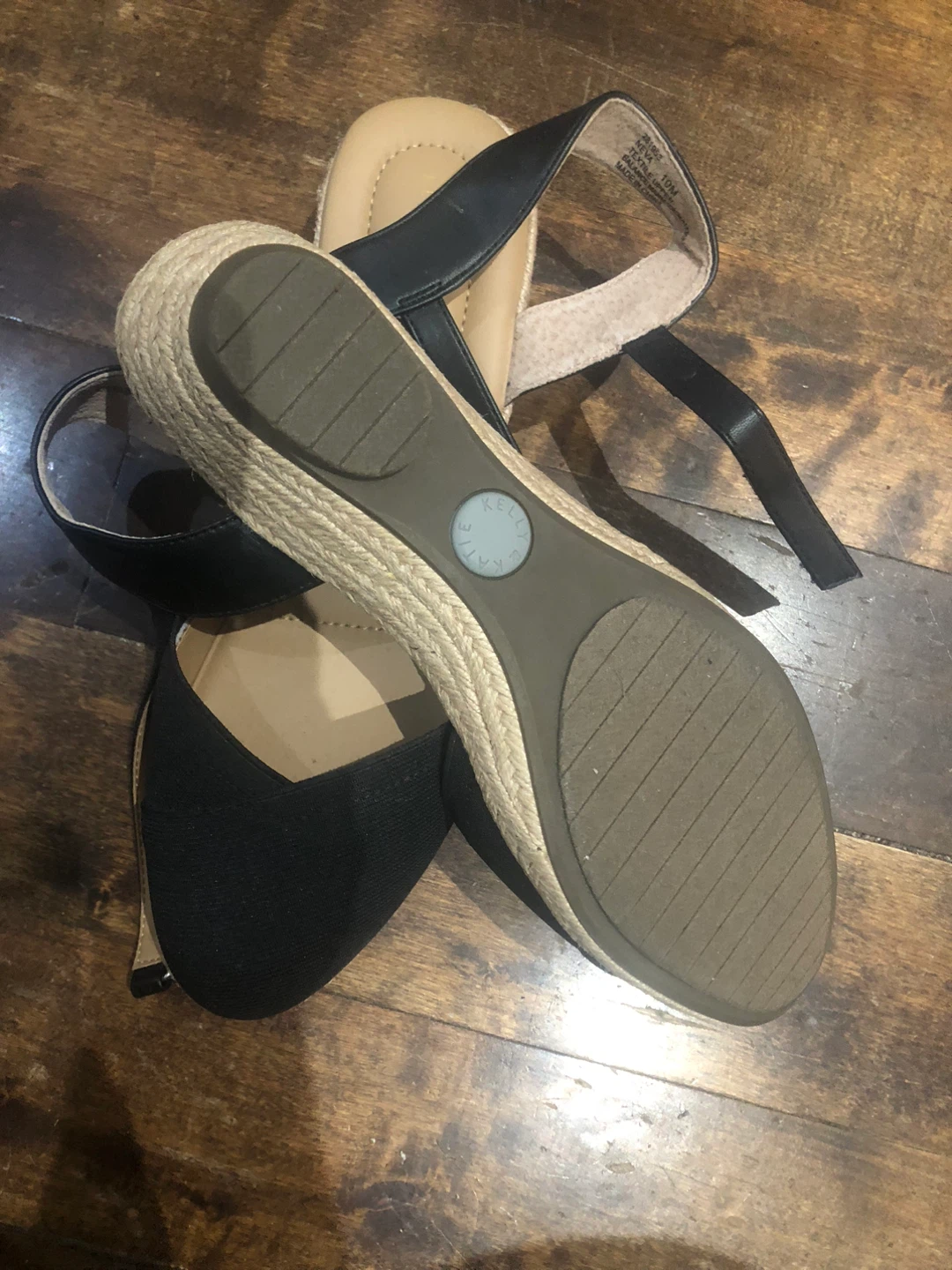 Kelly & Katie Espadrille Wedge Sandals Black Size 10 - photo 3
