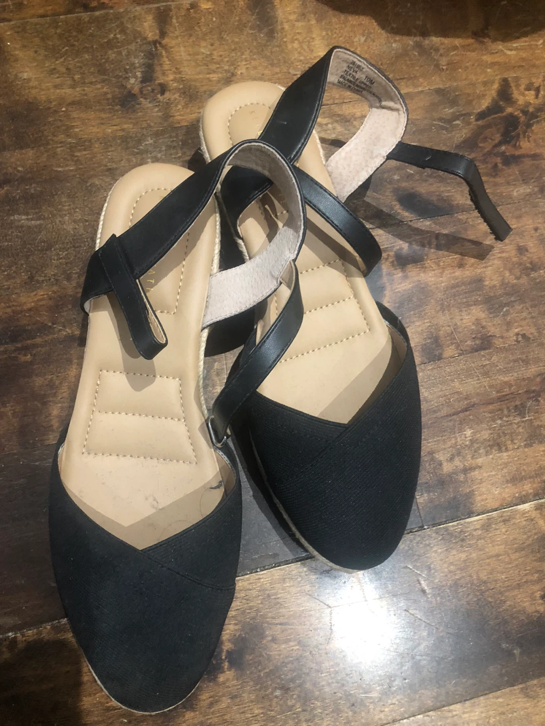Kelly & Katie Espadrille Wedge Sandals Black Size 10