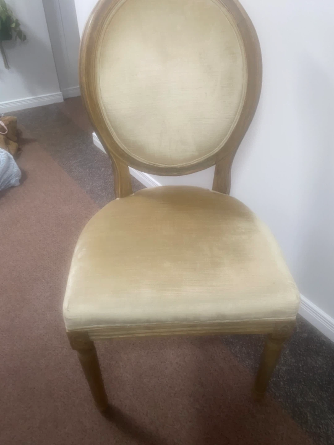 Velvet Accent Chair - Cream/Gold
