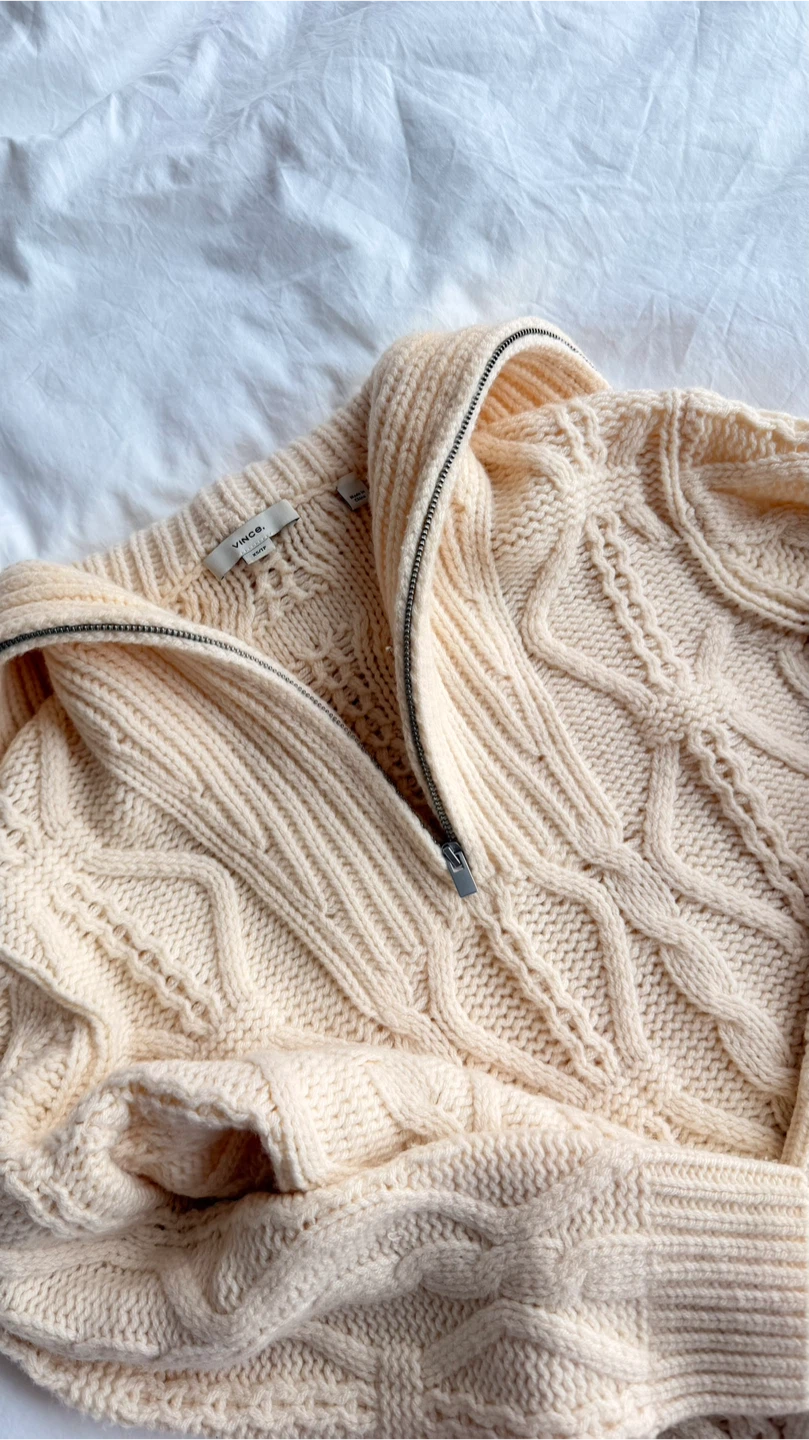 Vince Cable Knit Quarter Zip Sweater - photo 2