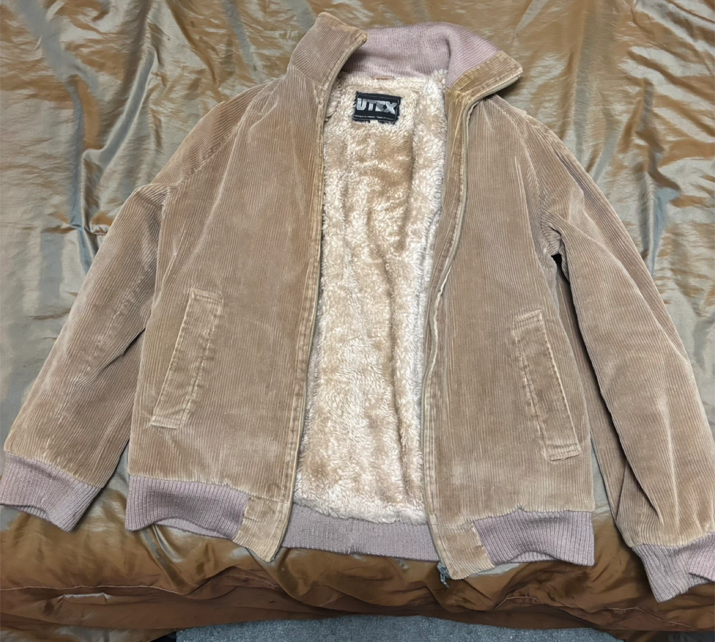 UTEX Corduroy Sherpa Lined Bomber Jacket