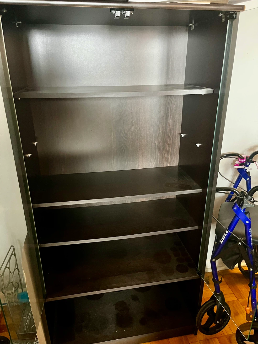 Black-Brown Display Cabinet with Glass Doors