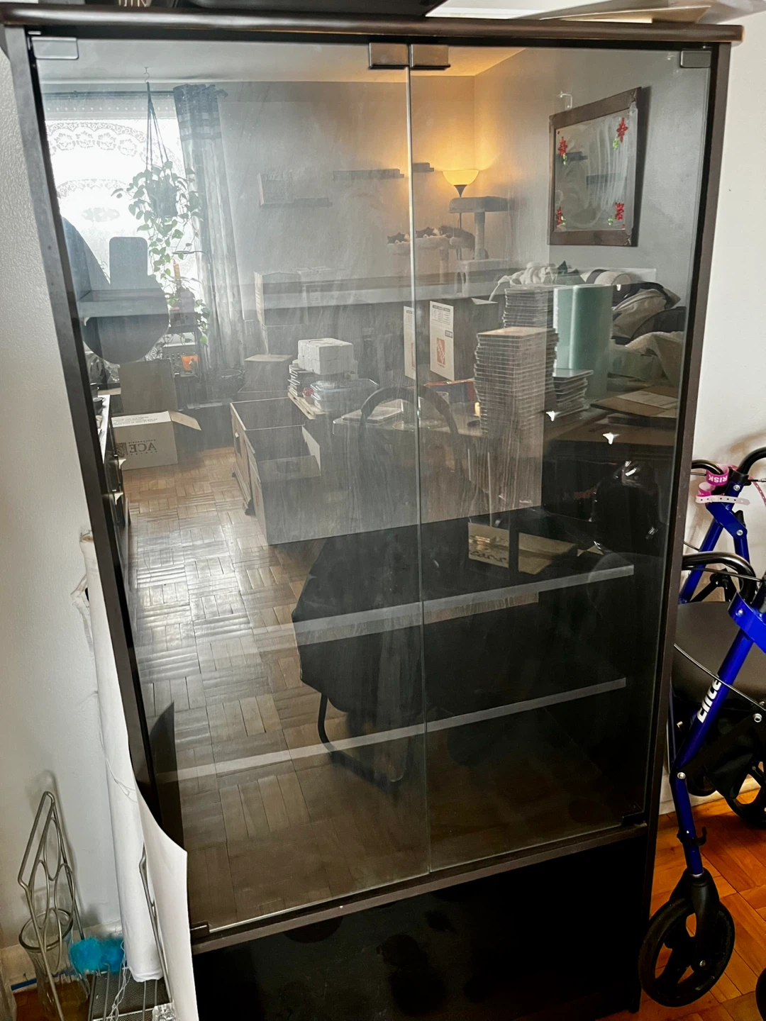 Black-Brown Display Cabinet with Glass Doors - photo 2