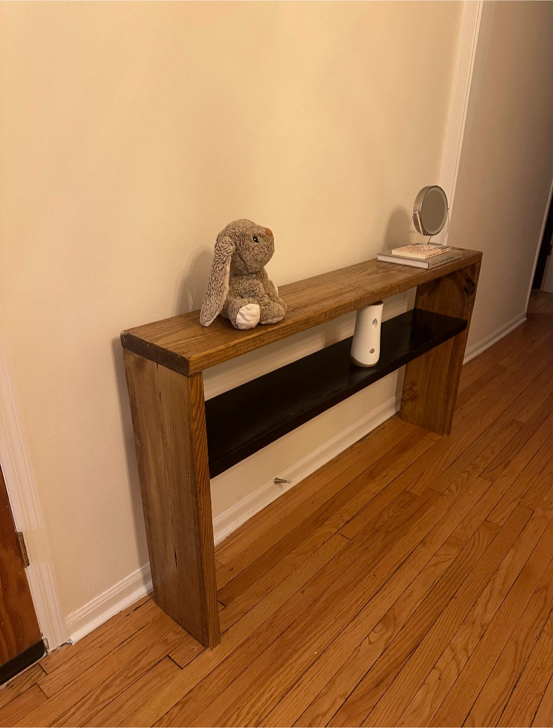 Wooden Console Table with Black Shelf - photo 3