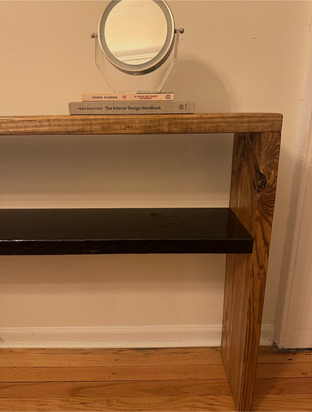 Wooden Console Table with Black Shelf - photo 2