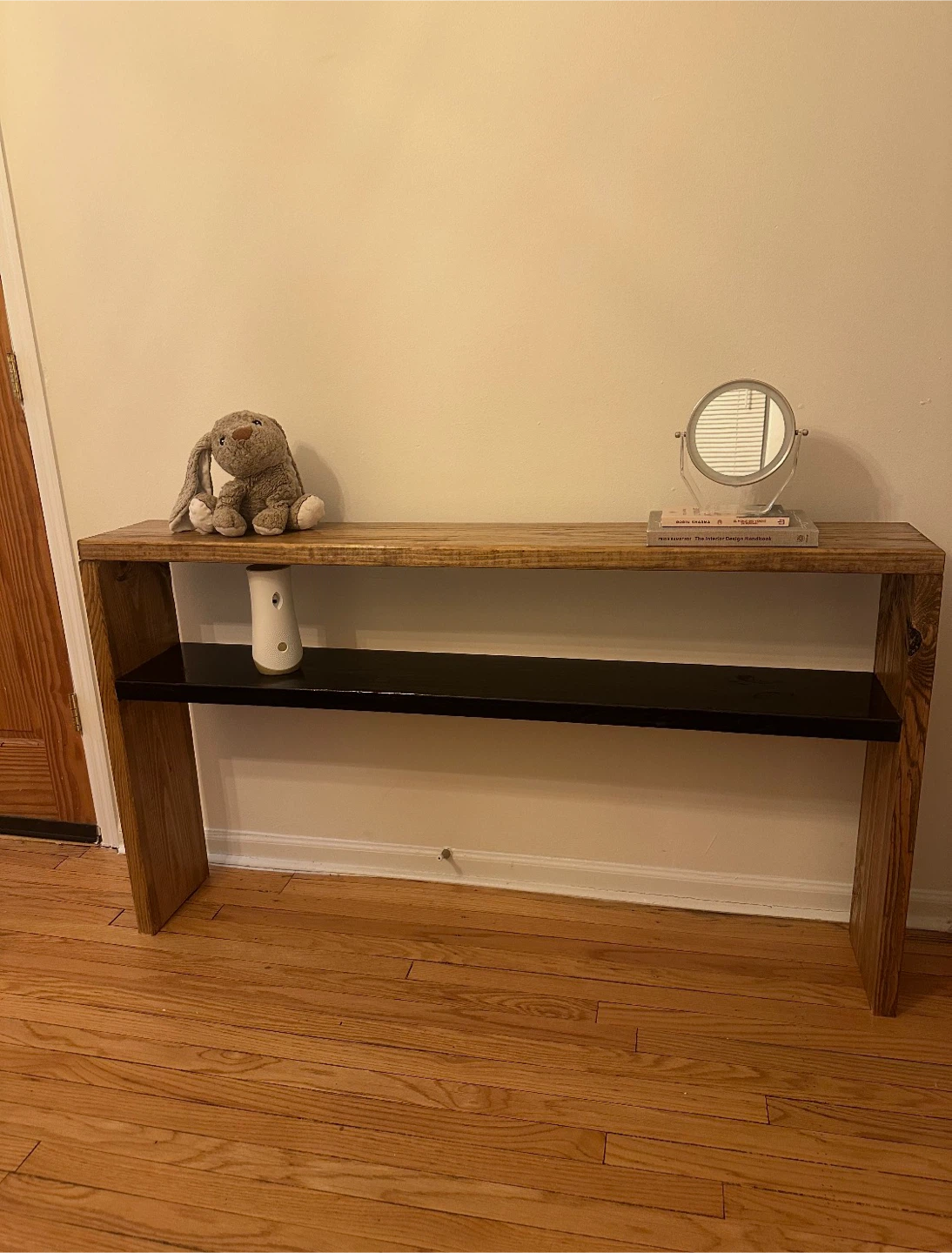 Wooden Console Table with Black Shelf - photo 4