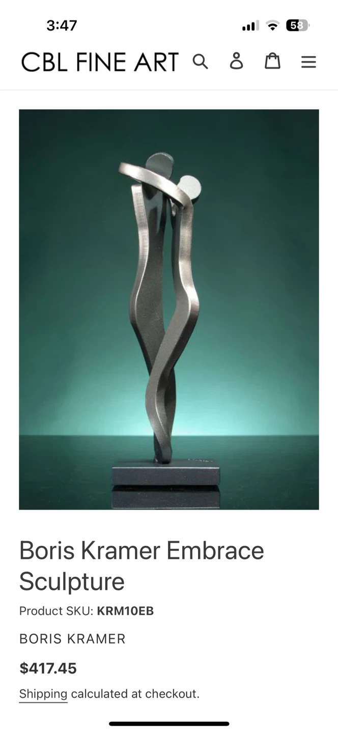 Boris Kramer Embrace Sculpture