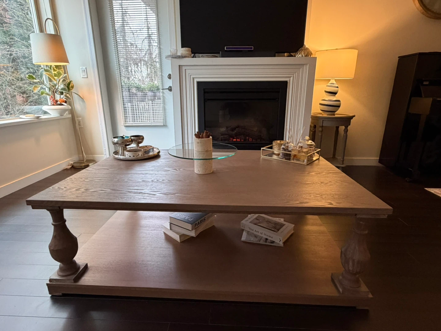Wooden Coffee Table with Lower Shelf