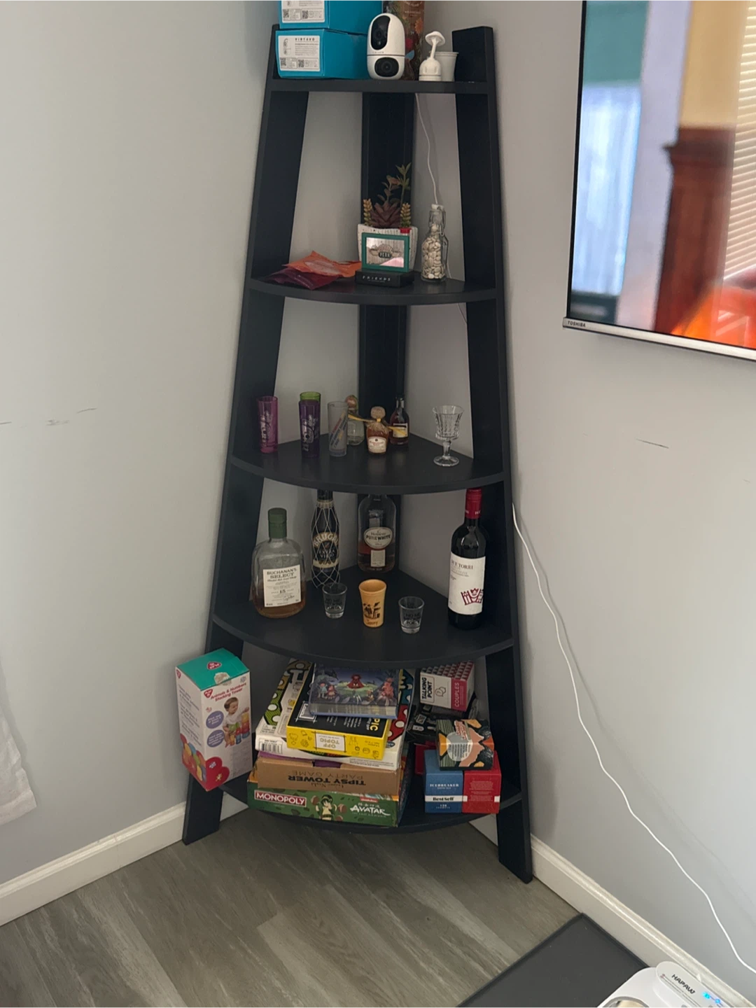 Black 5-Tier Corner Shelf