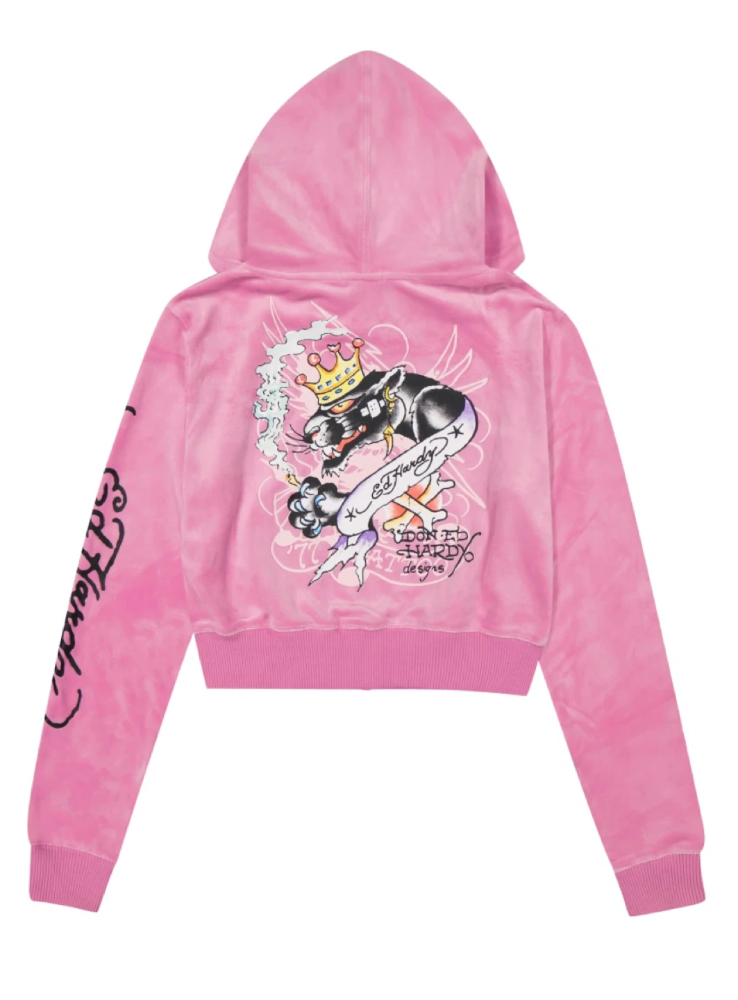 Ed Hardy Pink Velour Zip-Up Hoodie - photo 2