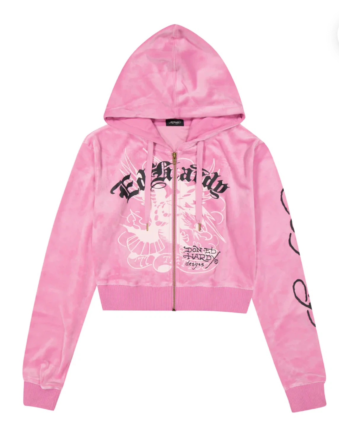 Ed Hardy Pink Velour Zip-Up Hoodie