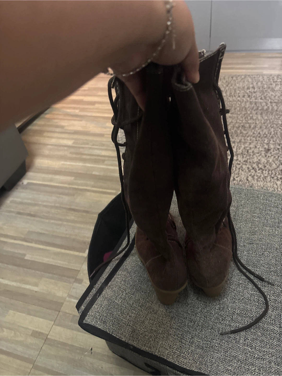 Size 6 brown high boots wedge boots - photo 4