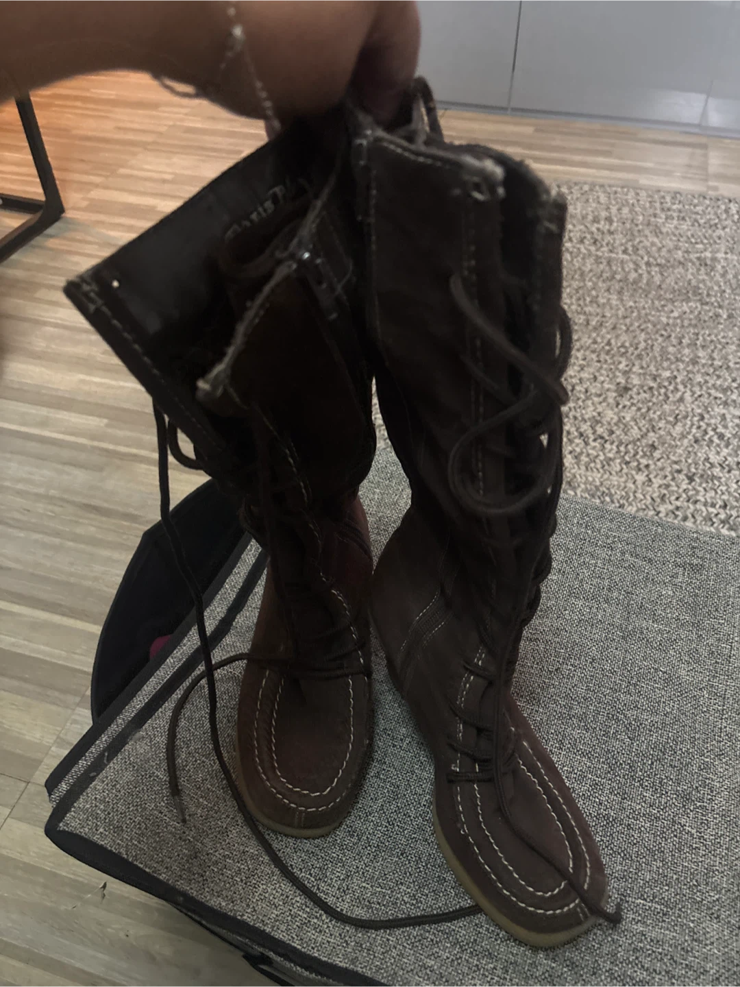 Size 6 brown high boots wedge boots - photo 5