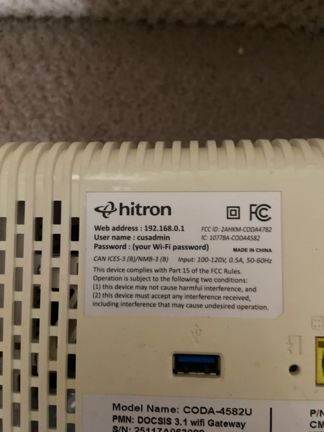 Hitron CODA-4582U DOCSIS 3.1 WiFi Gateway - photo 3