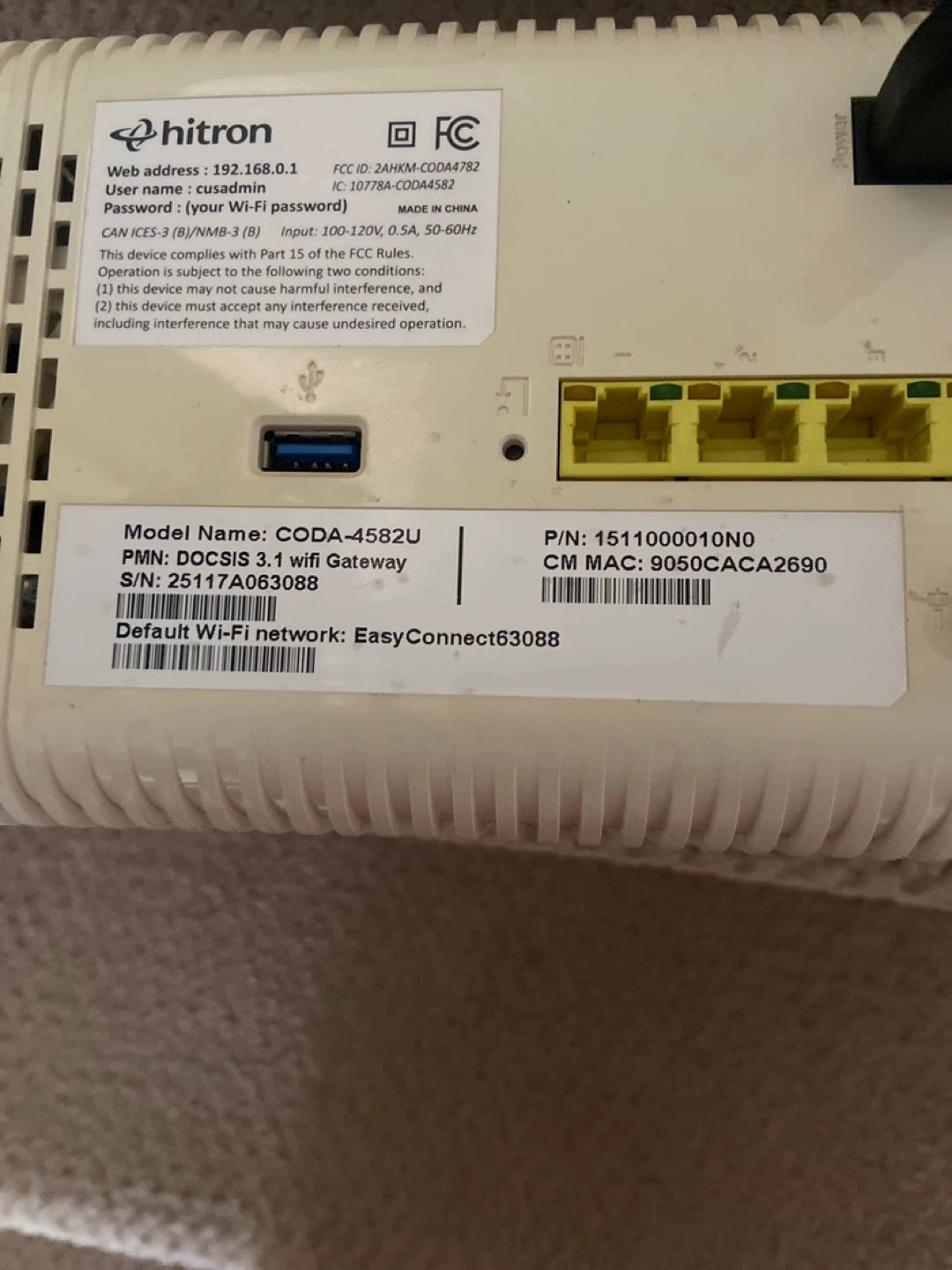 Hitron CODA-4582U DOCSIS 3.1 WiFi Gateway - photo 4