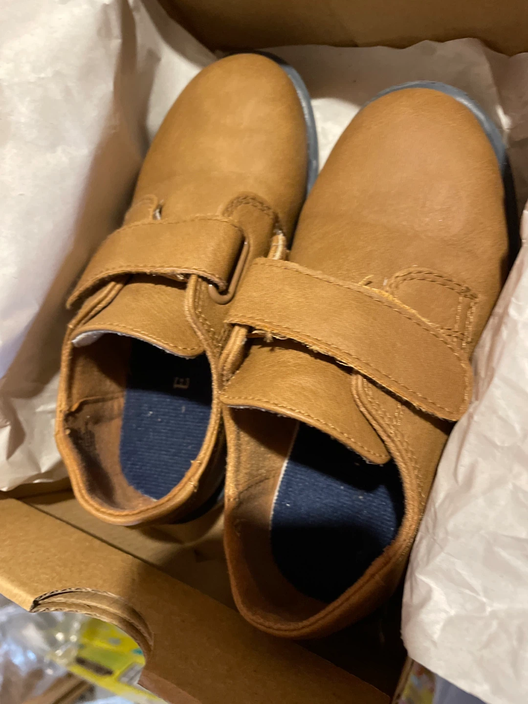 Brown Faux Leather Velcro Shoes - Kids Size 9 - photo 2