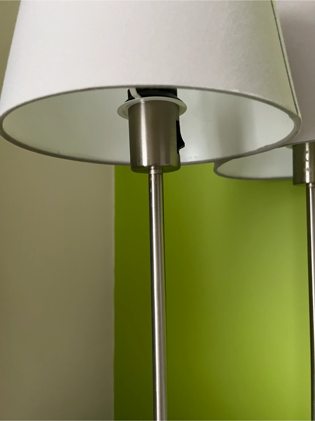 Set of 2 Silver Table Lamps with White Shades - photo 2
