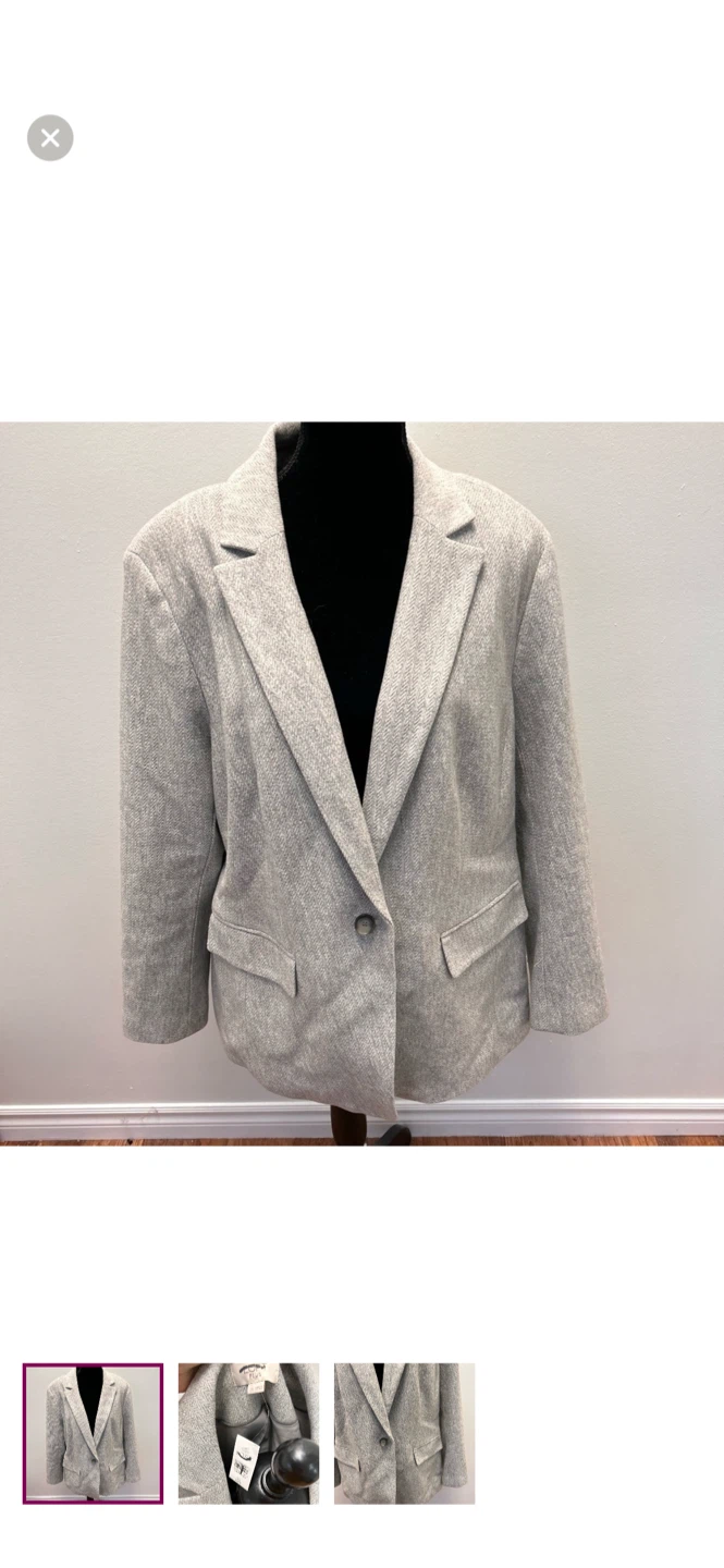 Loft Plus Grey Herringbone Blazer