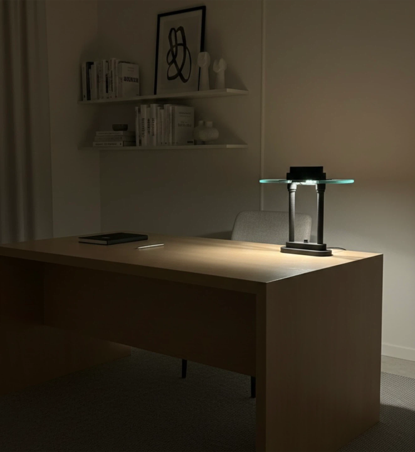 Modern Glass and Metal Desk Lamp