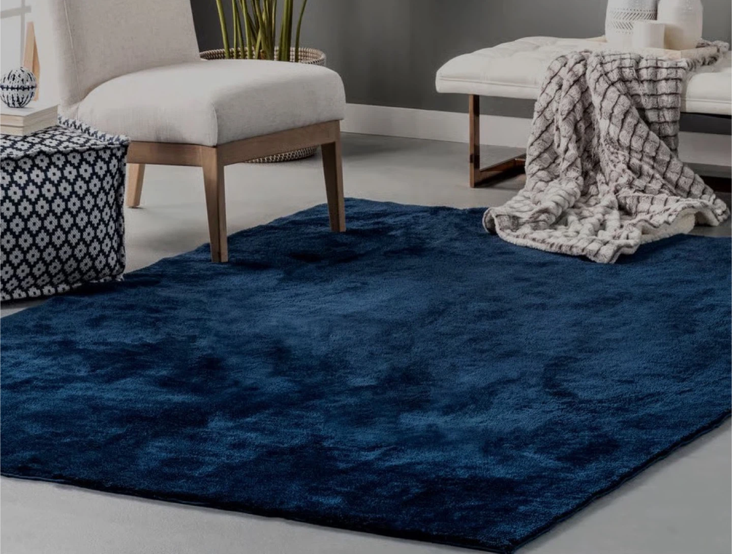Navy Blue Plush Area Rug by throw in washing machine