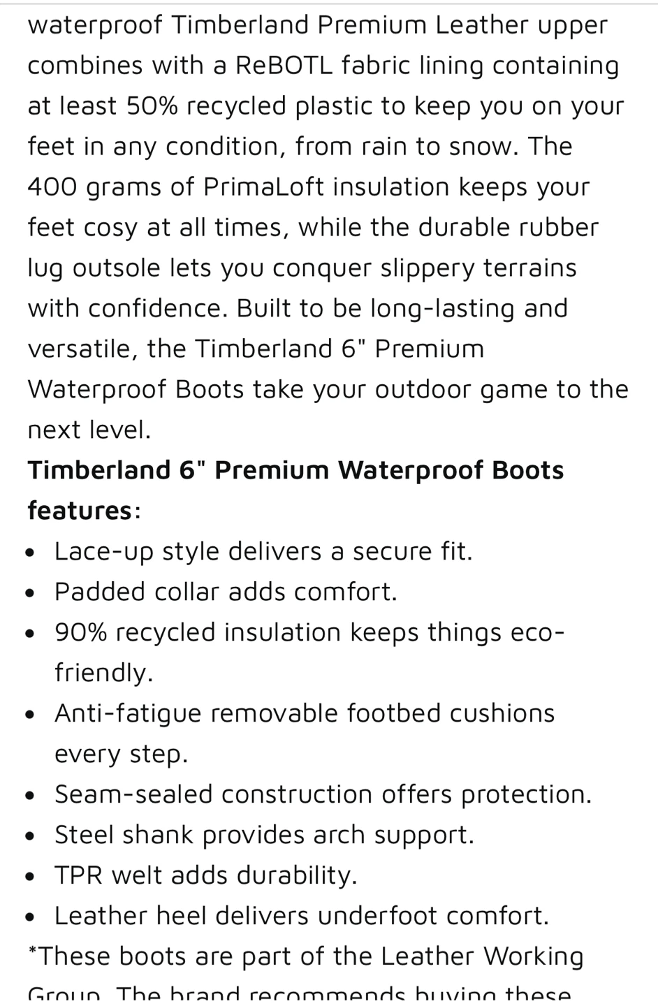 Timberland 6" Premium Waterproof Boots size 7 - Black - photo 2