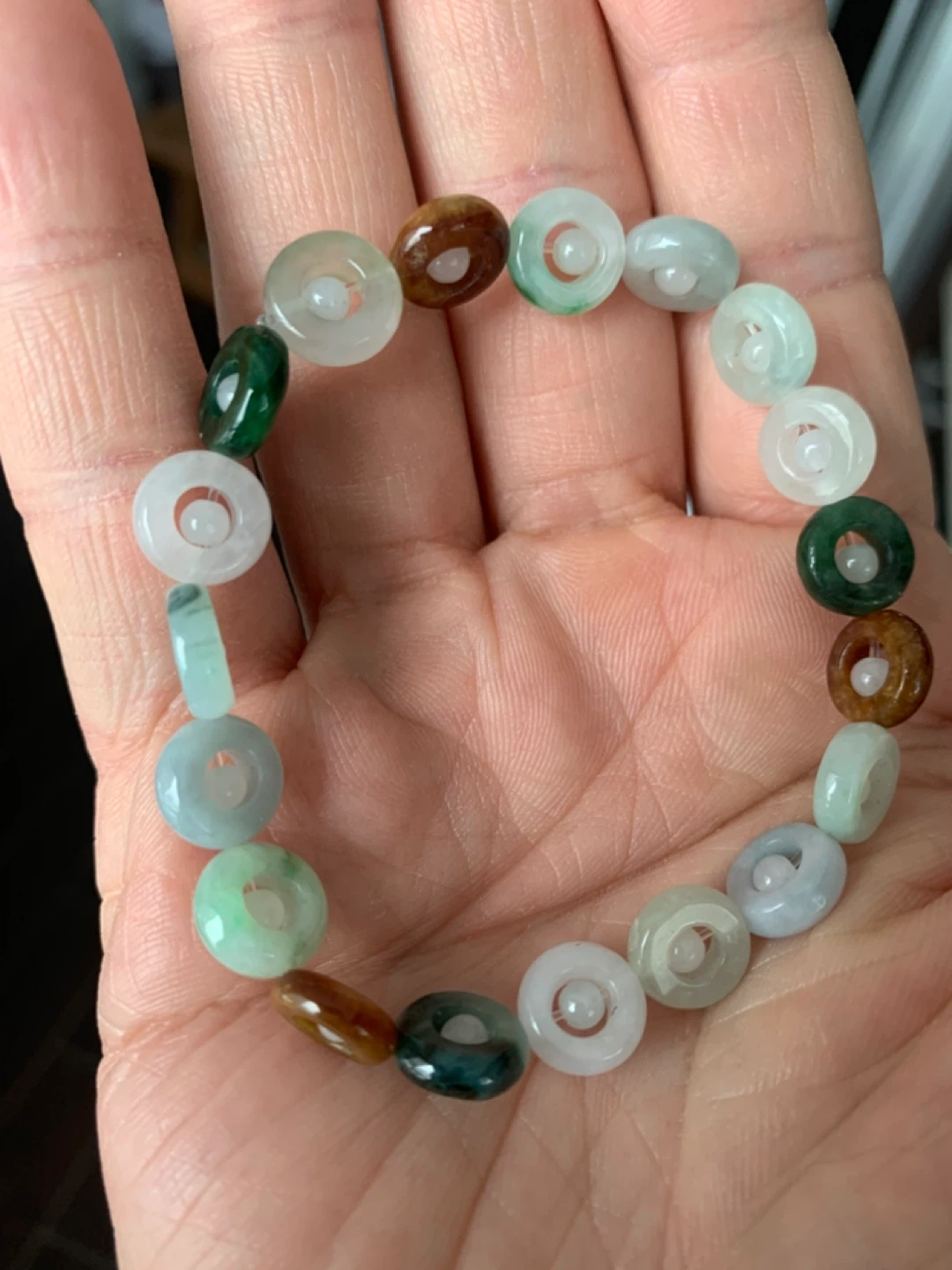 Certified Grade A Jadeite Peace Buckle Donut Bracelet 10mm - photo 3
