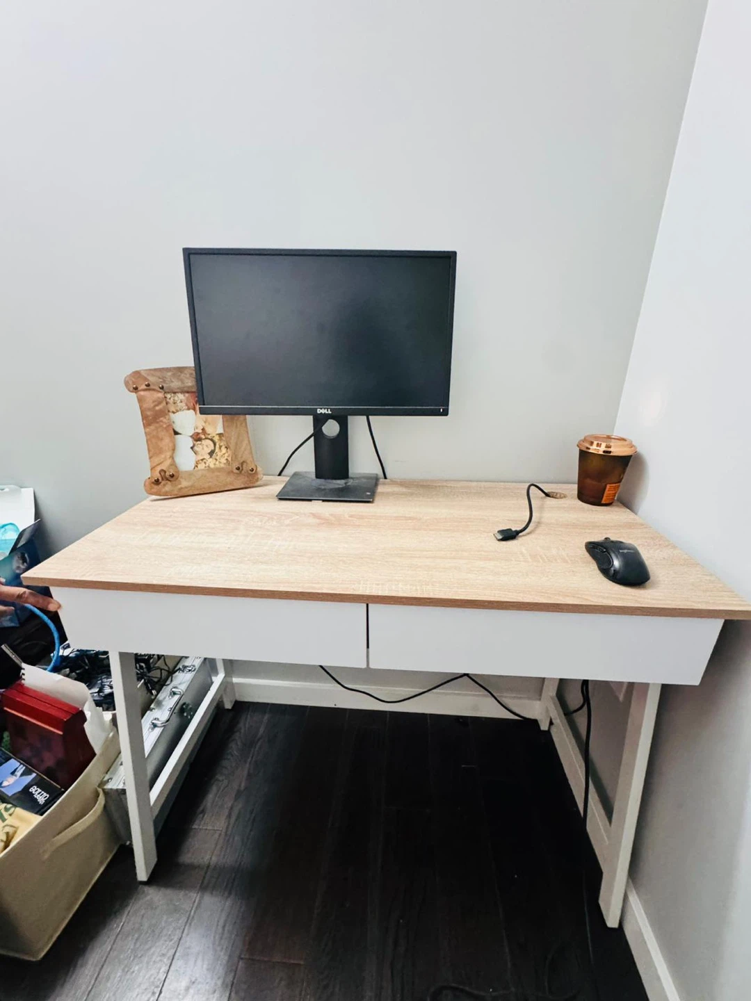 Modern Wood Top Desk with Drawer - photo 2