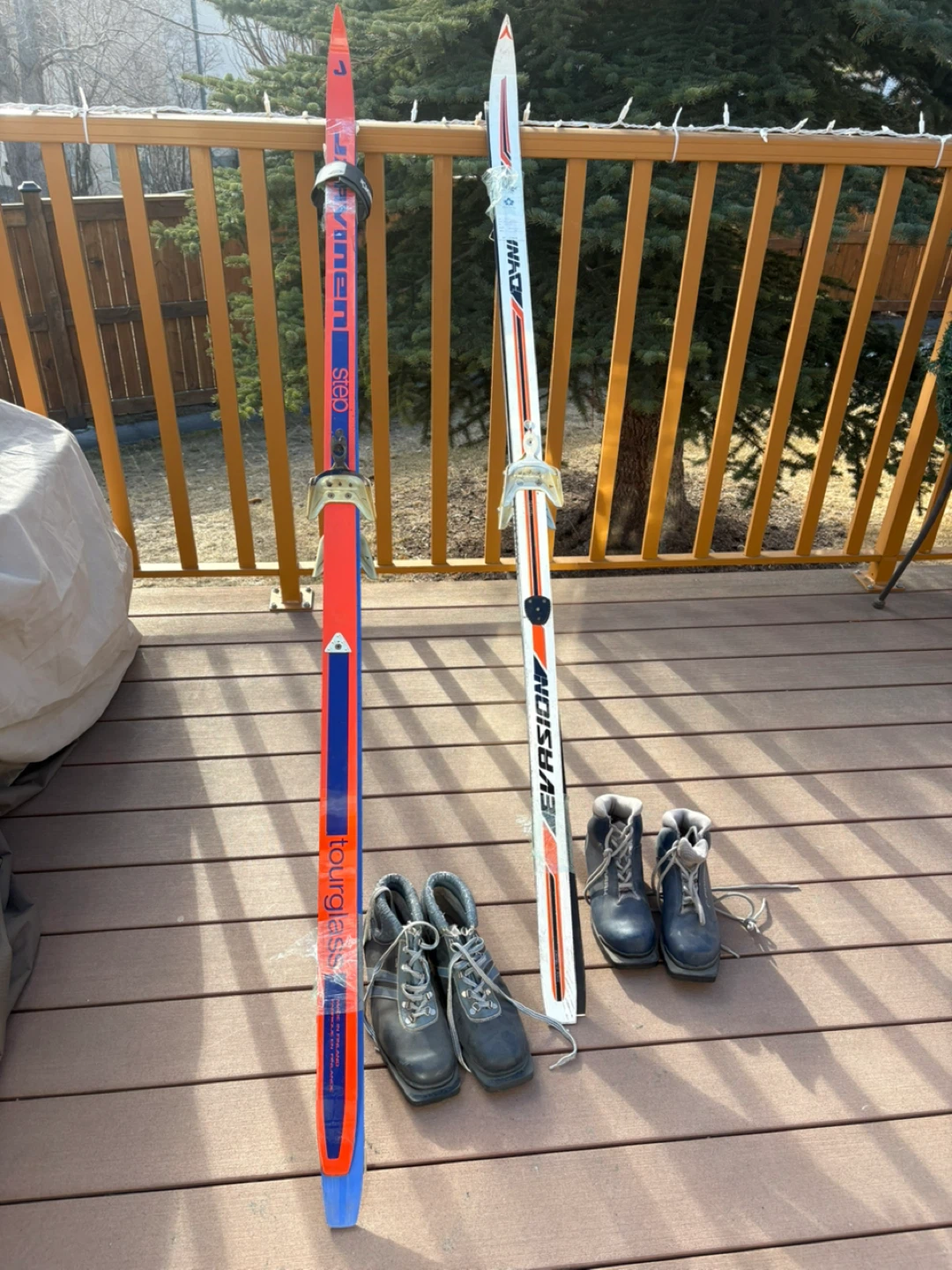 Vintage Cross Country Skis with Boots